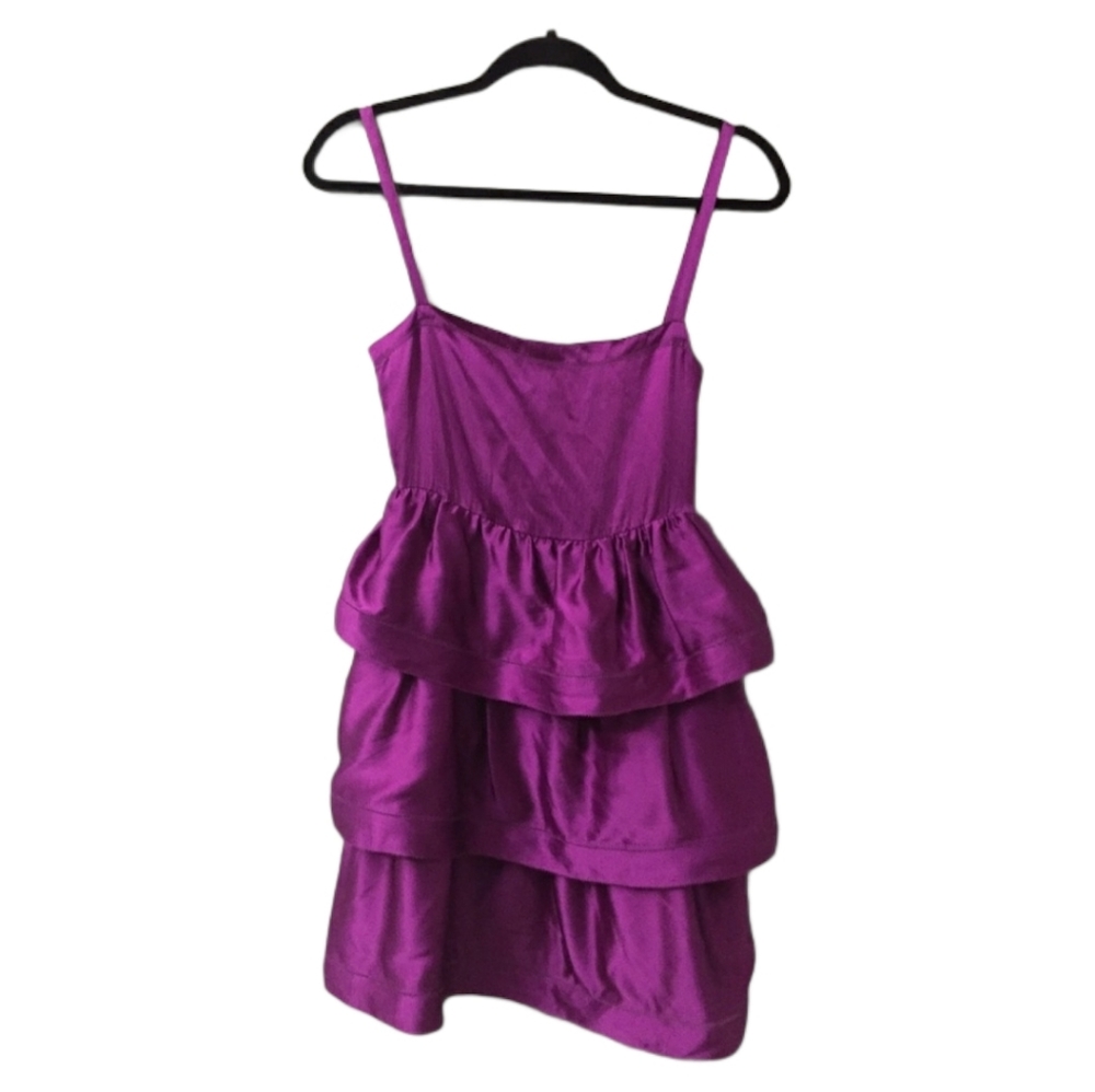 NWT Jill Stuart purple tiered silk dress 8